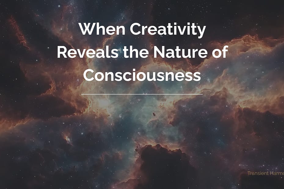 Abstract cosmic nebula with light emerging from darkness, symbolizing creativity and consciousness.